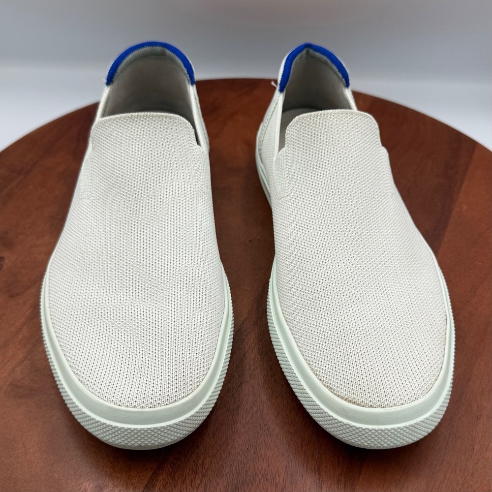 Rothy's The City Slip On Sneaker Womens 9.5 White Blue Trim Knit Classic Comfort - Picture 4 of 15